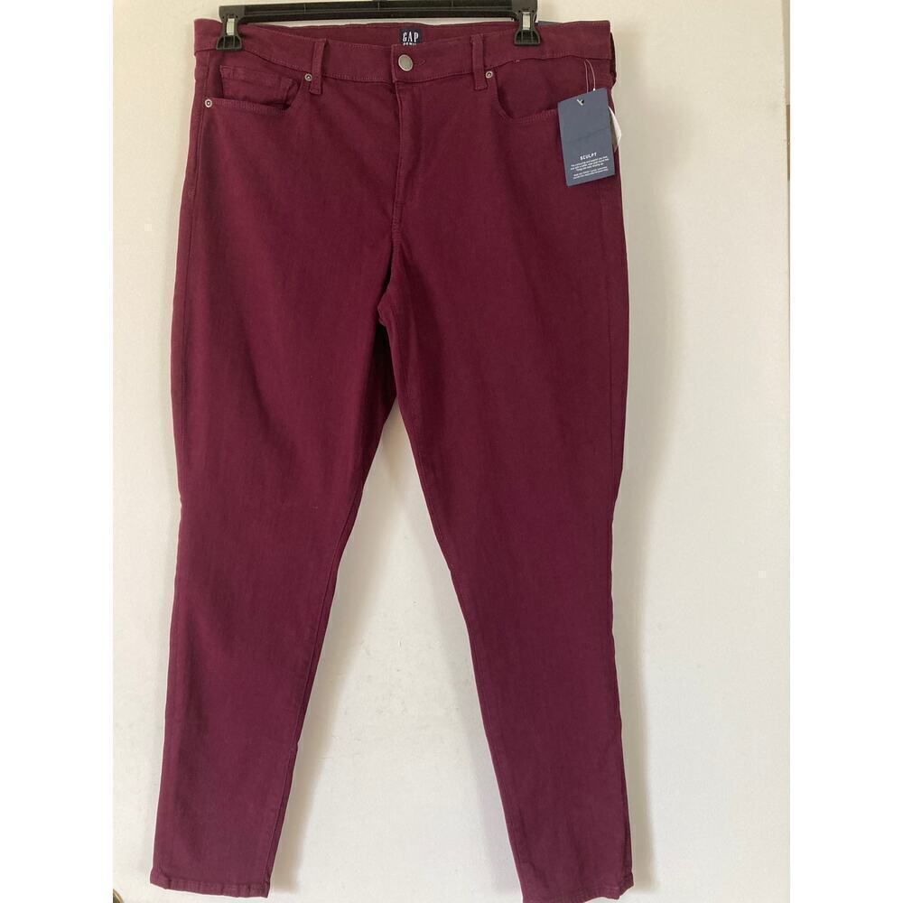 NWT Gap 1969 Womens True Skinny Jeans Sculpt Burgundy Wine Size16/33 L,Waist 35"